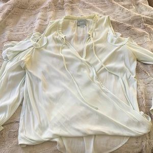 Maeve ruffle cold shoulder blouse